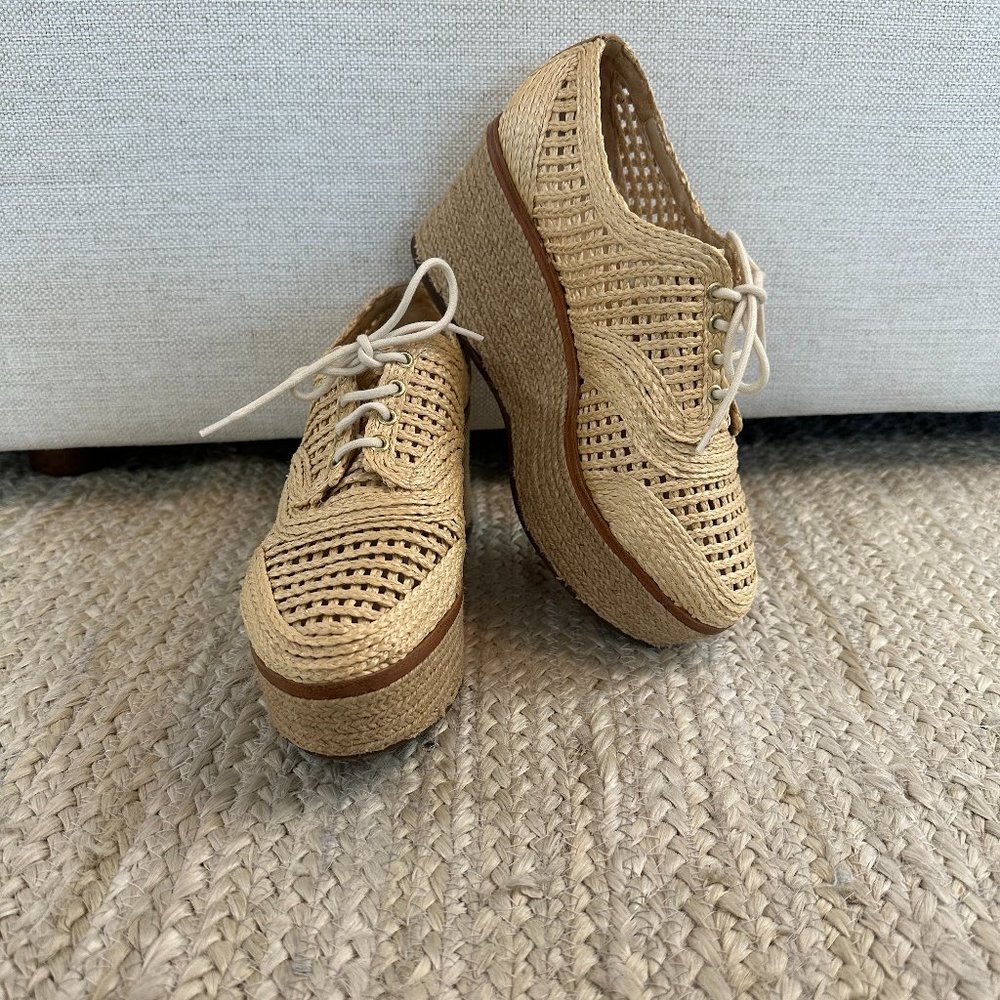 Schutz Jules Espadrilles Lace up Sandals in Natural